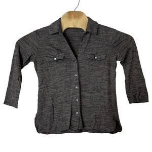 James Perse Women’s Slub Knit Button Down Shirt Size 1 Gray Minimalist Neutral